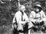 James Willard Schultz with General Hugh Scott Smoking Outside on a Lawn, 1915