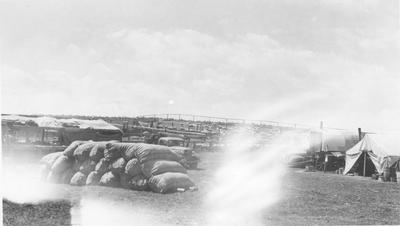 Large Stack of Bags of Wool for Market