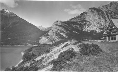 Waterton Lakes National Park: Waterton Lake, Bertha Mt. and Front of Prince of Wales Hotel