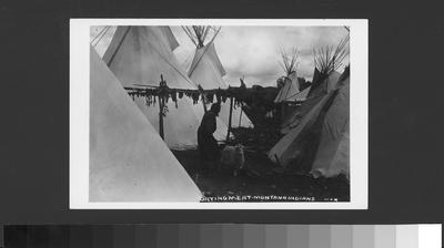 Crow Indians: Drying Meat, Montana Indians