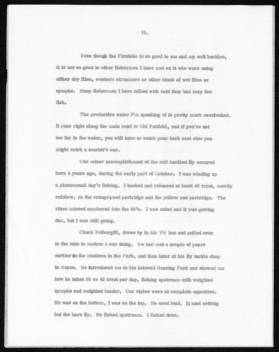 <i>Soft Hackled Fly</i> Manuscript