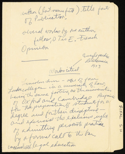 <i>Soft Hackled Fly</i> - Folder Notes