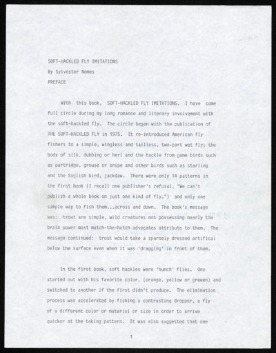 <i>Soft Hackled Fly Imitations</i> - Manuscript