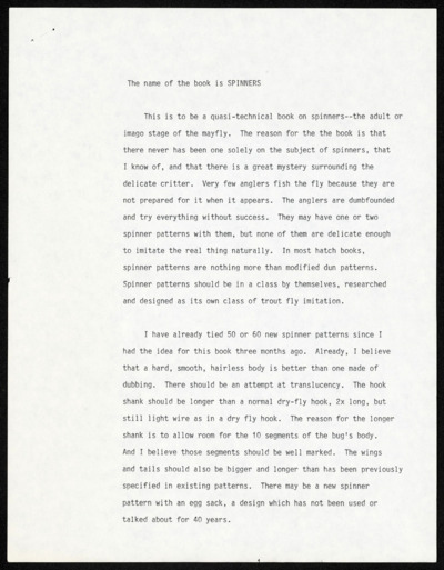<i>Spinners</i> - Book Proposal