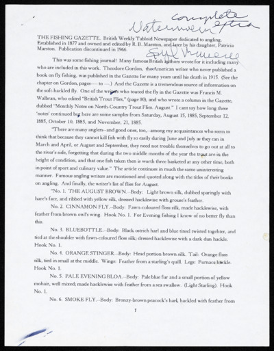 <i>Two Centuries of Soft Hackled Flies</i> - Manuscript