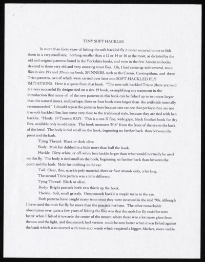 <i>Tiny Soft Hackles</i> - Manuscript