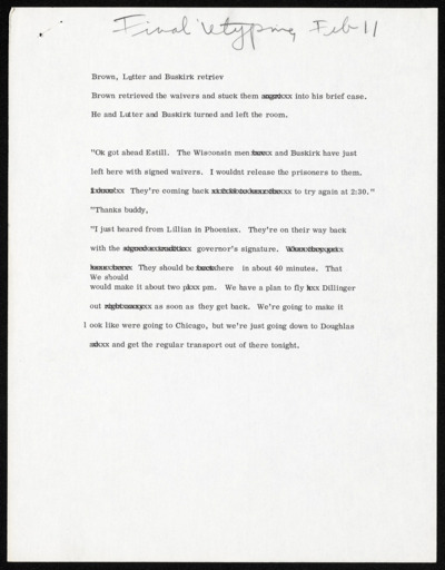 \"Goodbye, Crown Point\" - Manuscript