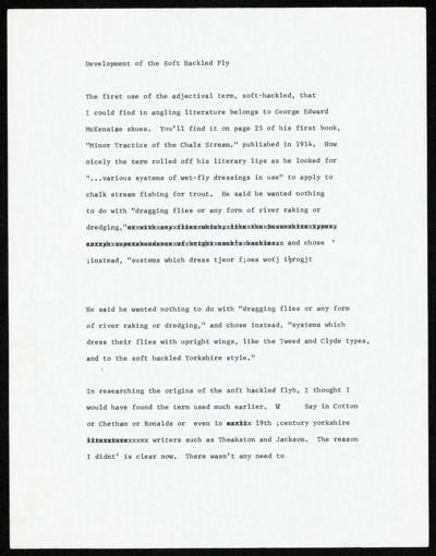 Unidentified Manuscript - Soft Hackled Fly Origins/Tarpon Story